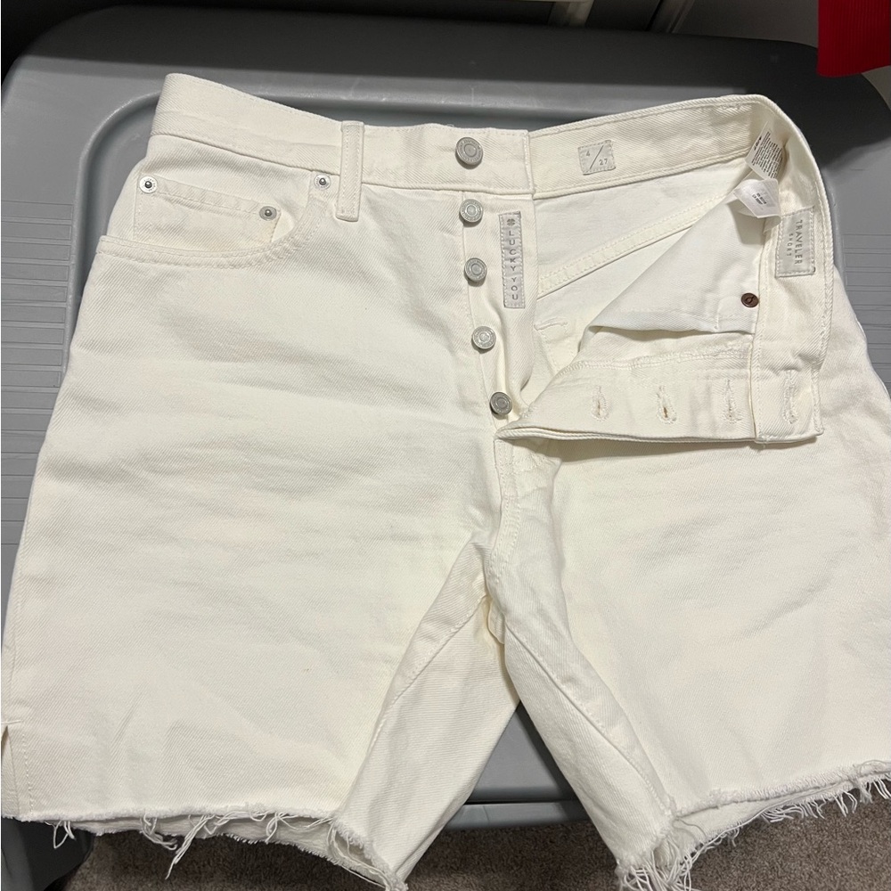 Lucky Brand Traveler Shorts Ivory Denim Button-Fly